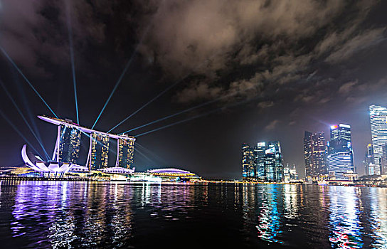 雷射,展示,码头,湾,沙,酒店,市区,金融区,夜晚,新加坡,亚洲