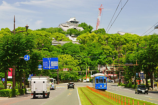 熊本,城堡,有轨电车,修理,日本