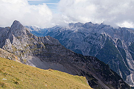 山峦,阿尔卑斯山,巴伐利亚,德国,欧洲