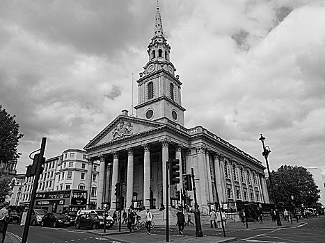 黑白,圣马丁,教堂,伦敦