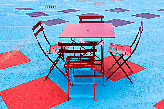 椅子,桌子,街边咖啡厅,卢嫩堡,新斯科舍省,加拿大