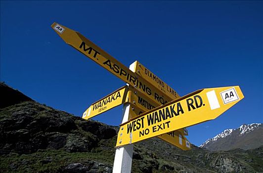 方向,路标,渴望,瓦纳卡,南岛,新西兰
