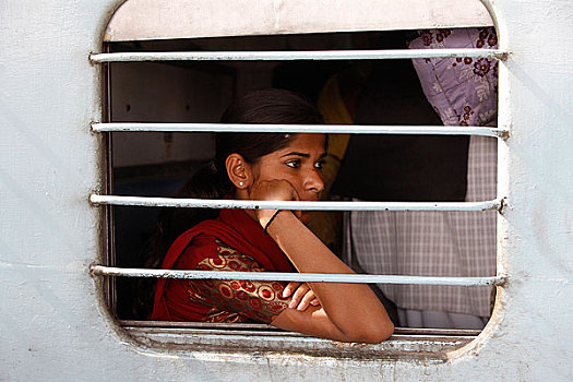 印度,女人,列车,车站