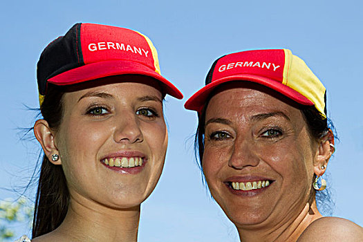 两个女人,戴着,德国,帽,肖像