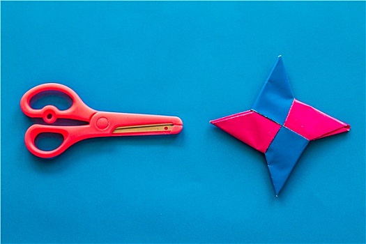 粉色,玩具,剪刀,折纸,星,蓝色背景,背景