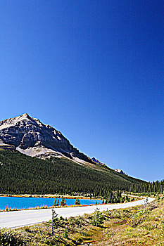 攀升,冰原大道,靠近,弓湖,班芙国家公园,艾伯塔省,加拿大