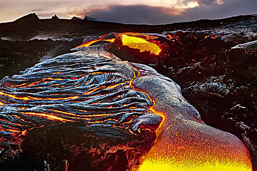 流动,火山岩,夏威夷火山国家公园,夏威夷