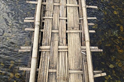 竹子,桥,上方,河,克钦邦,缅甸