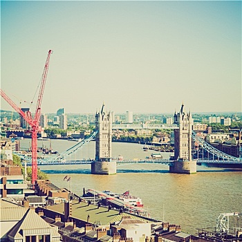 旧式,看,塔桥,伦敦