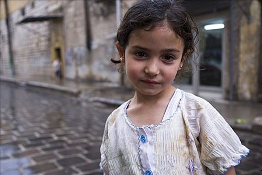 小孩,老城,阿勒颇,叙利亚