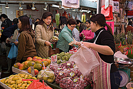 新鲜,水果,采石场,湾,市场,香港