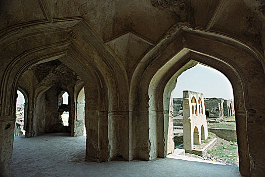 遗址,历史,堡垒,一个,华美,要塞,印度,卧,西部,近郊,海得拉巴,安得拉邦,八月,2007年