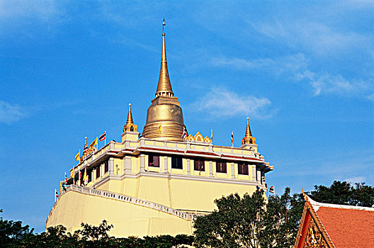 仰视,庙宇,金色,寺院,曼谷,泰国