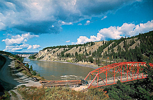 桥,弗雷泽河,重要,进入,不列颠哥伦比亚省,加拿大