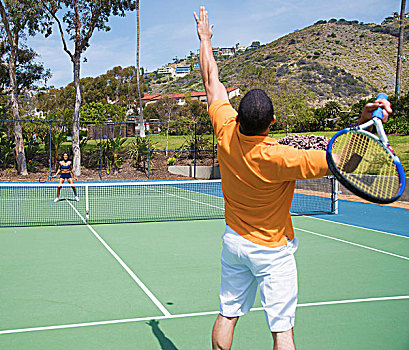 情侣,玩,网球