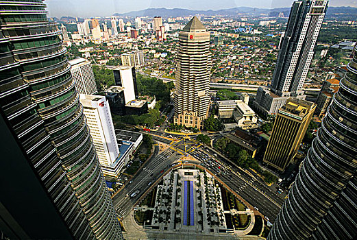 市区,吉隆坡,地面,天桥,双子塔,马来西亚
