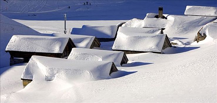积雪,小屋,阿尔卑斯山,瑞士