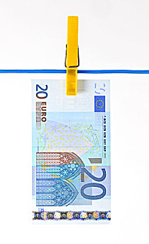 欧元,钞票,晾衣服,象征,图像,钱,洗烫,黑钱