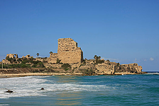 遗址,城堡,海岸,以色列