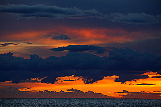 日落,上方,亚德里亚海,达尔马提亚,克罗地亚,欧洲