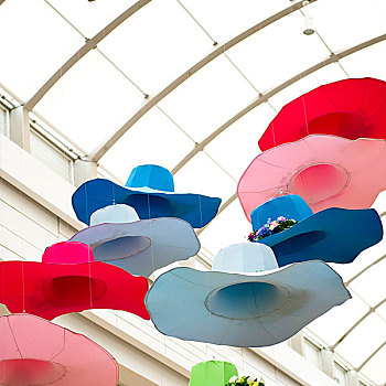 彩色,夏天,帽子,悬挂,购物中心