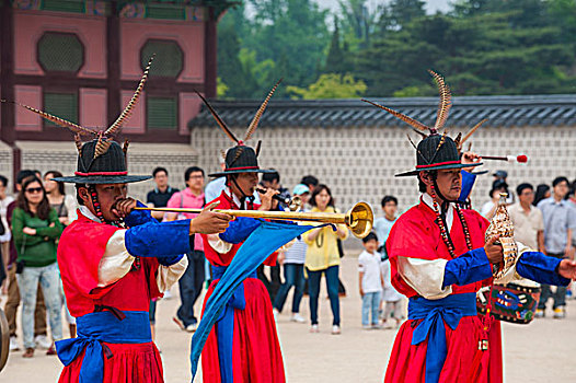 仪式,换岗,景福宫,首尔,韩国