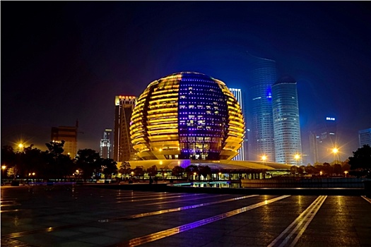 钱江新城杭州国际会议中心洲际酒店夜景