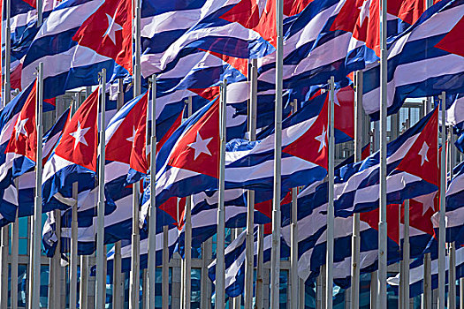 古巴,哈瓦那,旗帜,摆动,微风