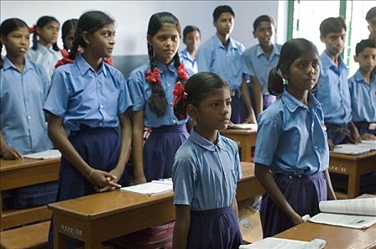 特色,印度,班级,拜访,幸运,学校教育,纸,安静,许多,孩子,学习,读,书写,西孟加拉