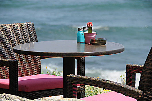 桌子,椅子,街头餐厅,克里特岛,希腊,欧洲
