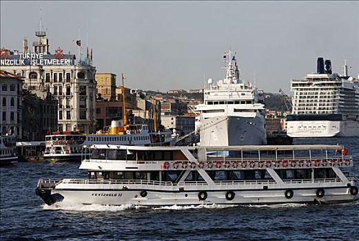 船,交通,正面,码头,渡轮,游船,伊斯坦布尔,土耳其