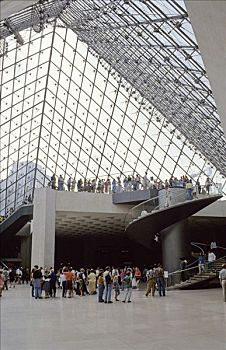 玻璃金字塔,入口,卢浮宫,巴黎,法国