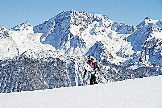 女青年,滑雪板