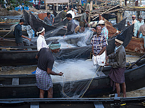渔民,工作,喀拉拉,印度