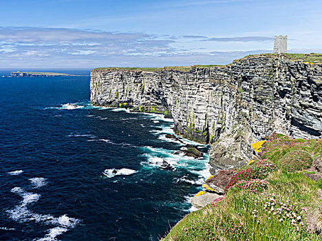 悬崖,头部,纪念,奥克尼群岛,苏格兰,大幅,尺寸