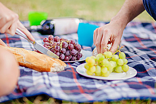 局部,风景,情侣,葡萄,野餐毯