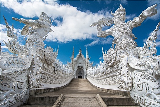寺院,白色,庙宇,清莱,泰国