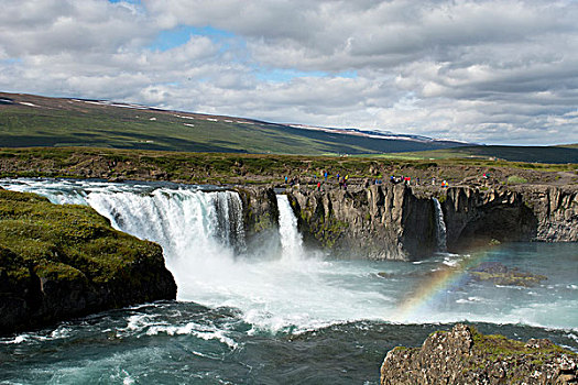 冰岛,米湖,地区,环路,东北方,区域,河,神灵瀑布,瀑布,彩虹,流行