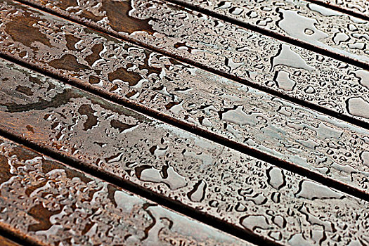 湿,木桌,上面