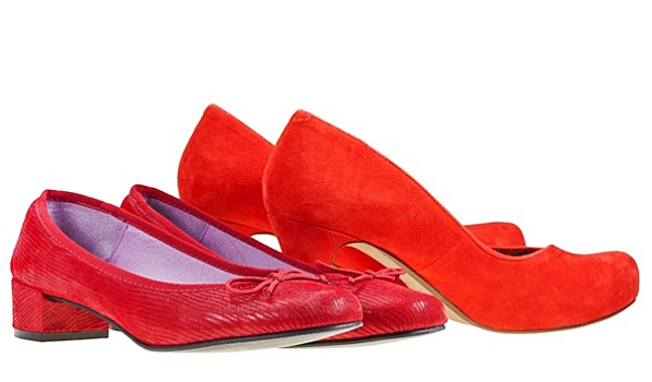 两个,红色,女人,泵,鞋
