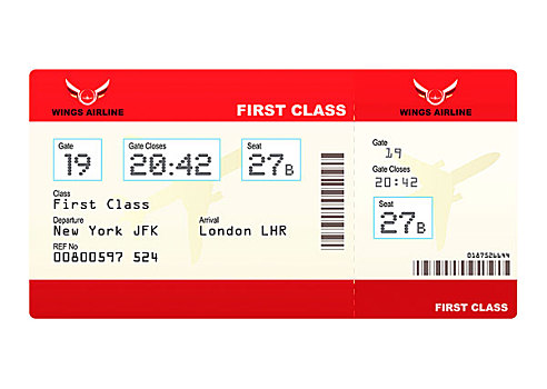 红色,头等舱,机票,大门,数字,座椅