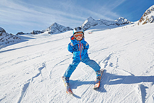 男孩,滑雪,提洛尔,奥地利