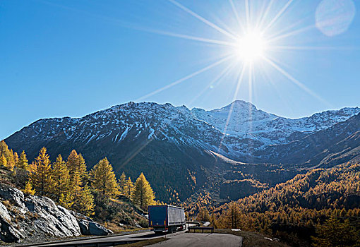 卡车,山路,阿尔卑斯山,瓦莱,瑞士