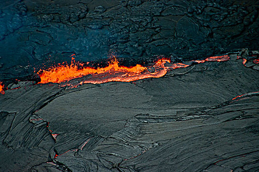 航拍,基拉韦厄火山,熔岩流,夏威夷火山国家公园,美国