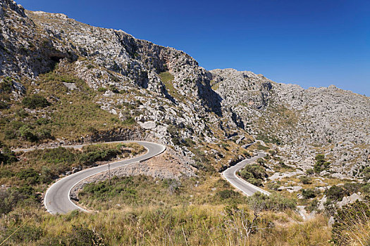 蜿蜒,道路,马略卡岛,巴利阿里群岛,西班牙