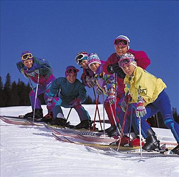 孩子,滑雪者,滑雪,雪,冬季运动,欧洲,假日