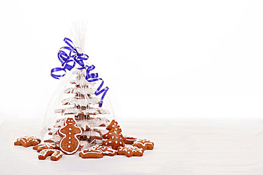 圣诞节,姜饼,树,白色背景,背景