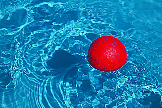 红色,球,漂浮,游泳池