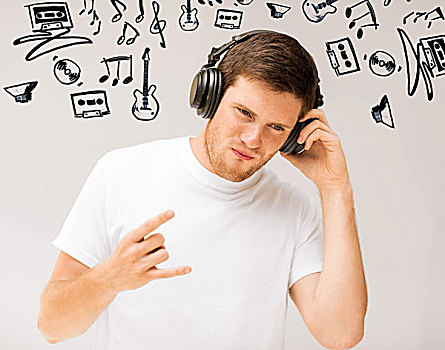 音乐,科技,男青年,耳机,听,摇滚乐