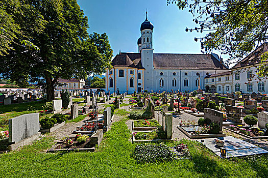 教堂,墓地,今日,寺院,主教管区,上巴伐利亚,巴伐利亚,德国,欧洲
